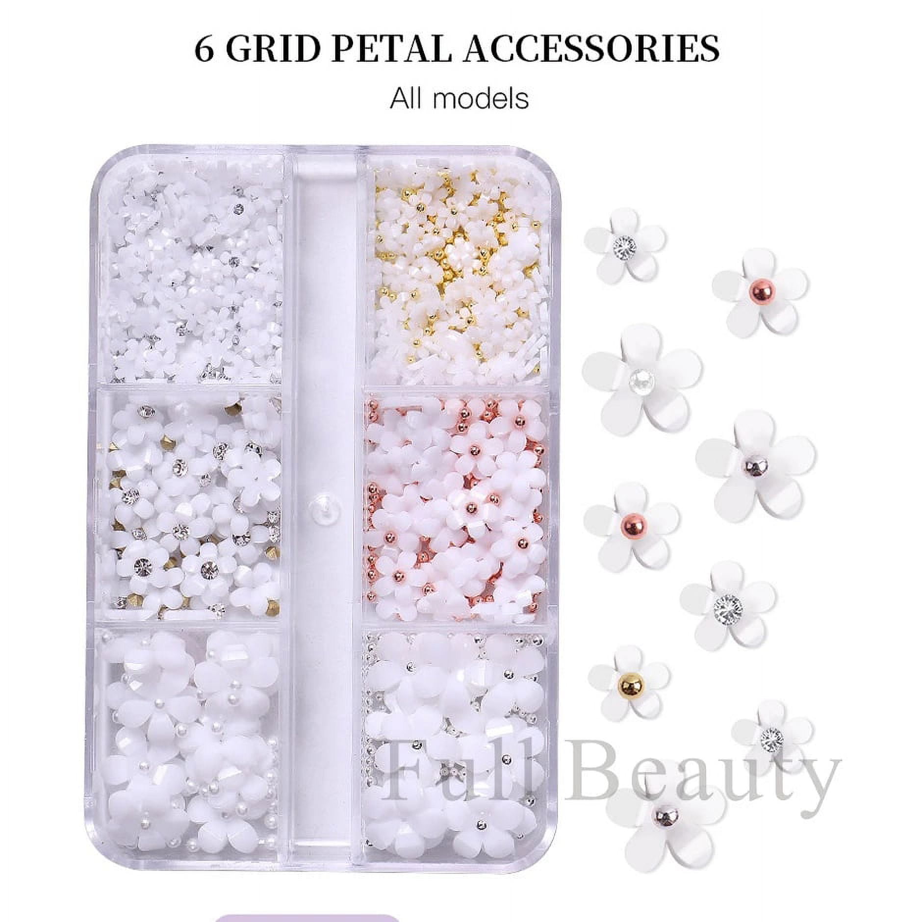 Acrylic Resin Flowers Petals Nail Rhinestone Kit 6 Grids Nail Art  Decorations