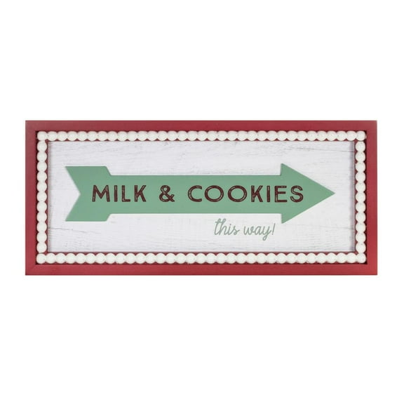 Melrose International LLC Milk and Cookies Arrow Sign 19.5"L x 8.5"H MDF/Wood