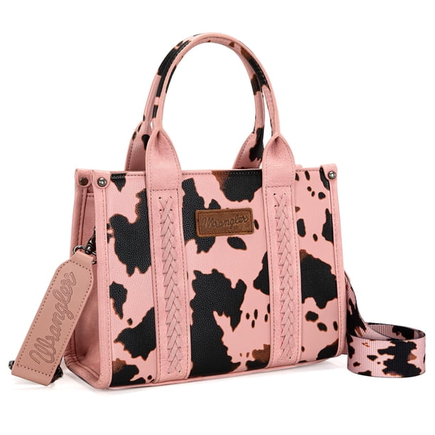 Montana West × Wrangler Bolso de mano para mujer con estampado de vaca occidental, bolsos de diseñador con asa superior