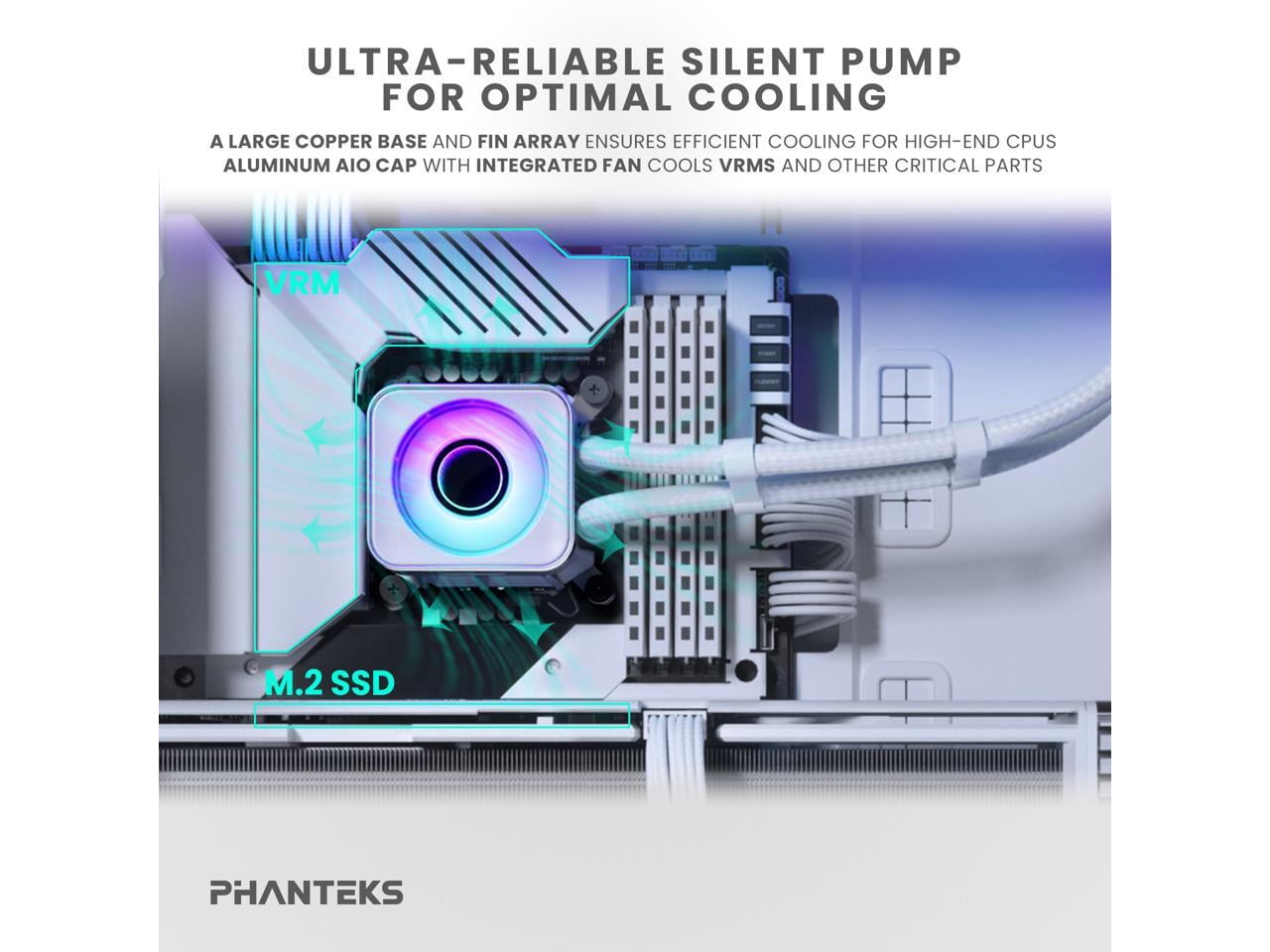 Phanteks Glacier One 360D30 X2 AIO Liquid CPU Cooler, Evolv X2-Design Cap Design, 3x Performance D30-120 D-RGB Fans, for Intel LGA 1851, 1700, 1200, 115x and AMD AM4/AM5 sockets, White