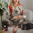 thumbnail image 6 of Fotbe Abstract Red Koi Fish Art Pattern Long Sleeve Pajama Set for Women,Sleepwear Set,2-piece Loungewear Set,Soft PJs Comfy Nightwear with Pockets -Medium, 6 of 7