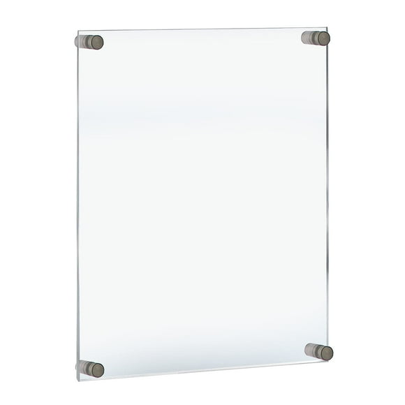 Azar Displays 105530 Floating Acrylic Wall Frame with Silver Stand Off Caps: 22" x 28" Graphic Size. Overall Frame Size: 26" x 32", clear
