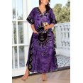 thumbnail image 4 of LA LEELA Women's Pocket Nightgown Batik Caftan for Womens Sleepwear Long House Loungewear Dashiki Dress Plus Size 2X-3X Sun, Purple, 4 of 5