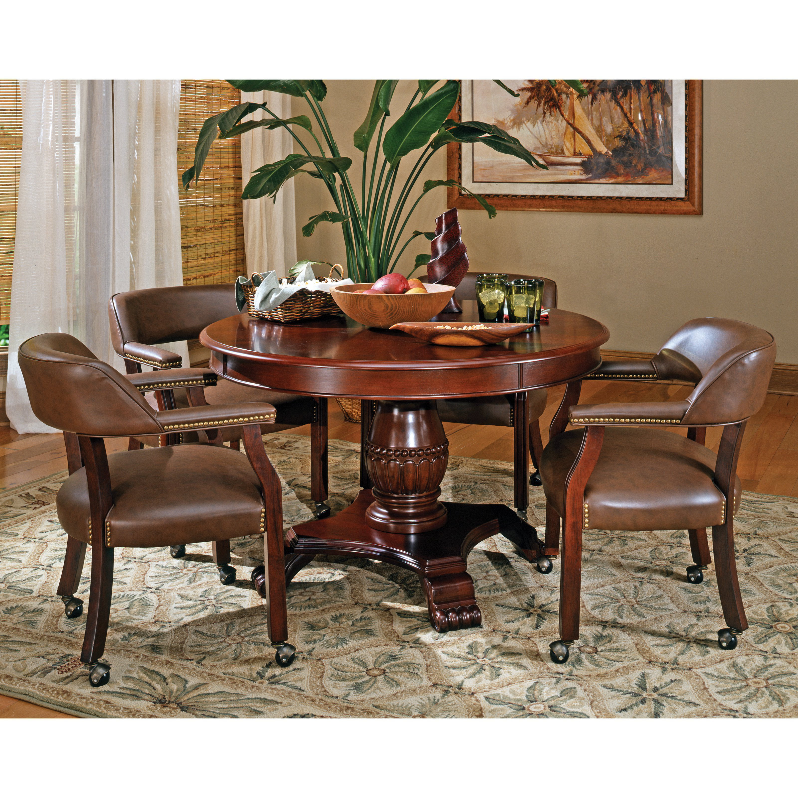Steve Silver Tournament Arm Chairs With, Leather Kitchen Chairs With Casters