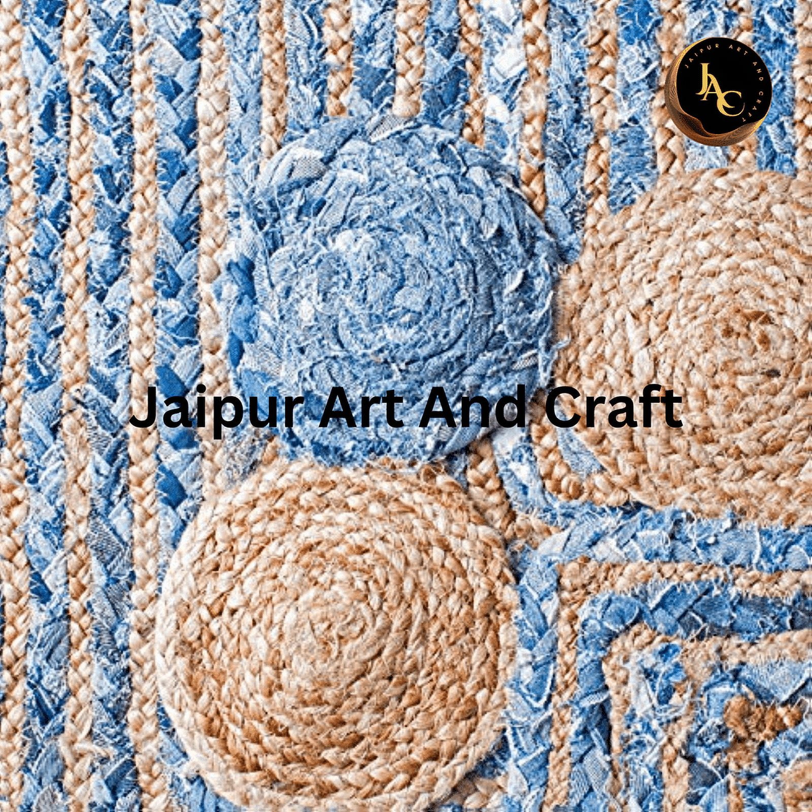 Jaipur Art And Craft Traditional Multi Color Jute Cotton Denim Rectangle Area Rug (2x6 Sq ft)