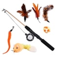 thumbnail image 2 of Juego de 7 Uds de palos para gatos retráctiles con plumas, caña de pescar, campanas, varita para gatos, juego de juguete para gatitos de interior, 2 of 8