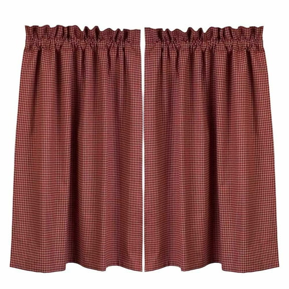 Newbury Gingham 36 Inch Curtain Tiers Red or Black