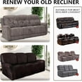thumbnail image 6 of Leather Look Recliner Couch Cover 8-Piece Recliner Sofa Slipcovers 3 Seater for Reclining Couches Furniture Protector Spandex Fabric Washable (Recliner Sofa, Chocolate), 6 of 12