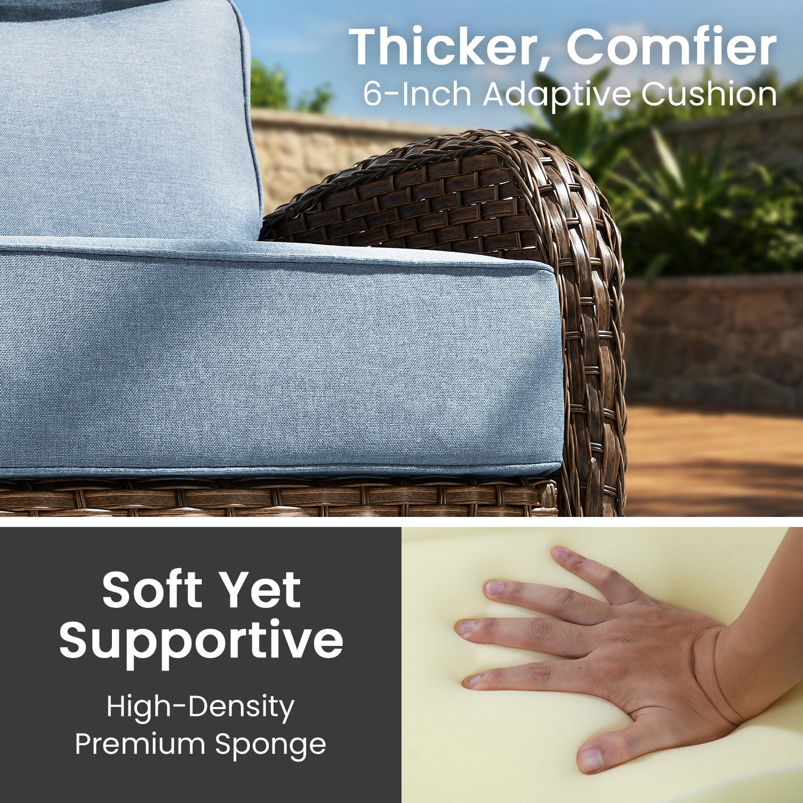 Bellefurn Outdoor Seat Cushions 22 X 24 X 6 inch for Patio Furniture,Outdoor Chair Cushions Outdoor Deep Seat Cushion with Water Resistant & Removable Cover Patio Cushions for Wicker Chair,Sofa,Couch