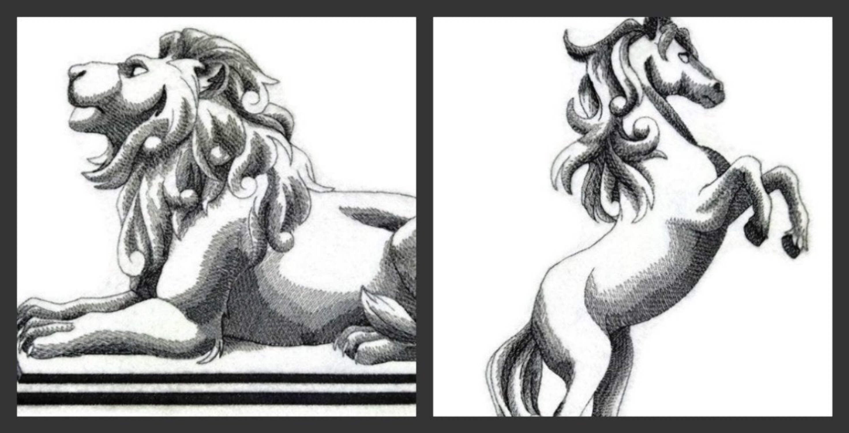 Custom and Unique Spirit of Stallions [Rearing Horse On Plinth ] [Custom and Unique] Embroidered Iron on/Sew patch [6.9"9.3"]