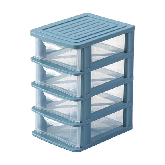 JOGZMZ 4-Layer Desktop Storage Box with Transparent Drawers, Plastic Dust-Free Cosmetic Organizer and Stationery Container for Home Office Dorm