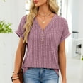 thumbnail image 5 of yillto Womens Short Sleeve Sweater Fashion V Neck Loose Knit Pullover Tops Summer Lightweight Blouses, 5 of 7