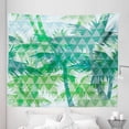 thumbnail image 1 of Geometric Forest Tapestry, Exotic Palm Trees Hawaii Foliage with Grid Style Triangles, Fabric Wall Hanging Decor for Bedroom Living Room Dorm, 5 Sizes, Jade Green Sea Green, by Ambesonne, 1 of 1