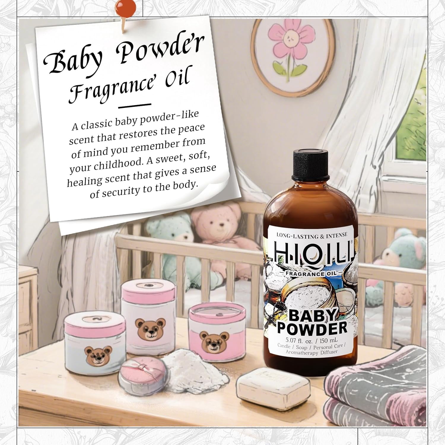 Baby Powder Fragrance Oil - for Body Oils, Laundry Detergent, Candle, Perfumes & Soap Making, and Home Diffusers Use - 5.07 Fl Oz