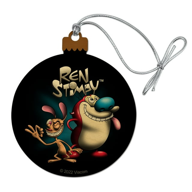 Ren and Stimpy Airbrush Wood Christmas Tree Holiday Ornament