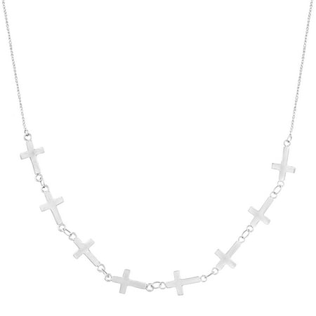Simply Gold Sideways Cross Necklace in 14kt White Gold