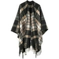 thumbnail image 4 of YooGuoGuo Women's Knitted Plaid Shawl Wrap Open Front Blanket Scarf Travel Stole Cozy Vintage Poncho Capes Fringes Cardigan Coat, 4 of 6