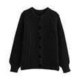 thumbnail image 6 of DHFJKG Women's Cable Knit Cardigan Sweater Crewneck Long Sleeve Button Up Cardigans Solid Color Loose Fit Layering Top Soft Outerwear, 6 of 6