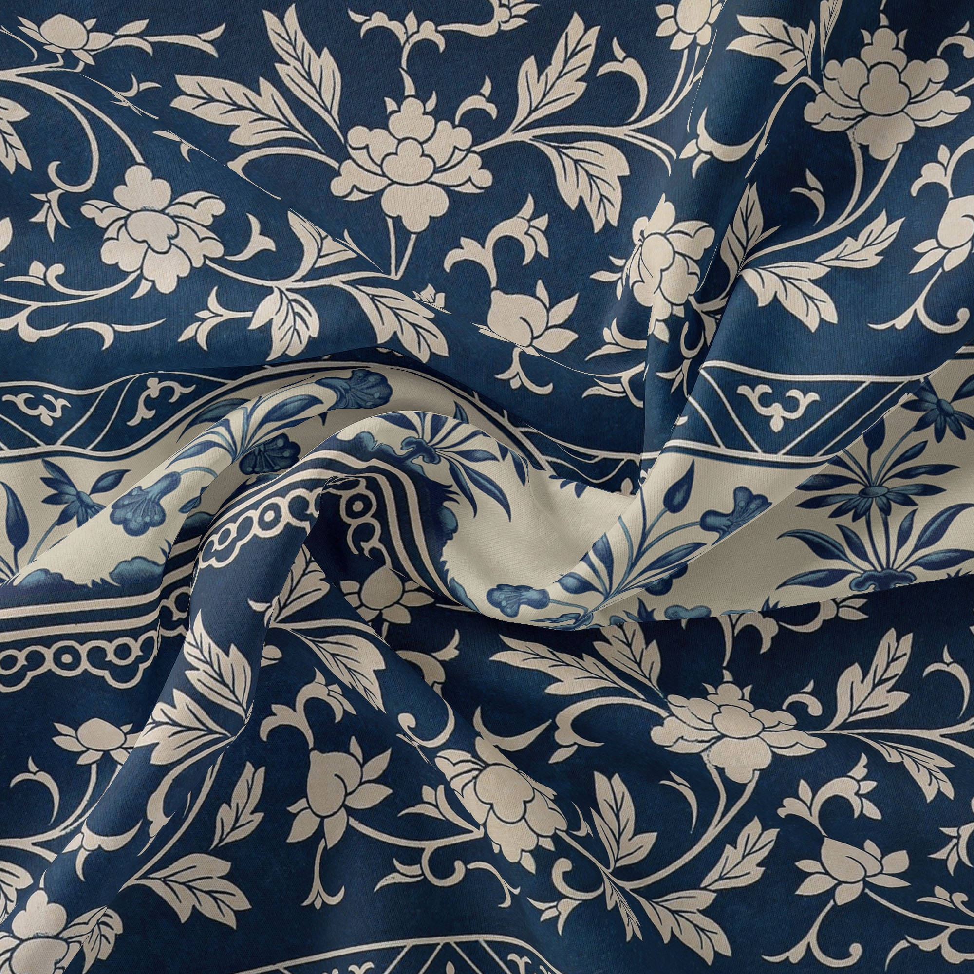 (2 pack) 1 Yard 100% Cotton Country Lace, Blue, 44" Wide for Quilting & Sewing by David Textiles