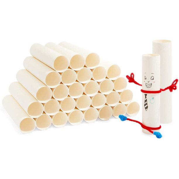 30 Pack White Cardboard Toilet Paper Tubes, Craft Rolls for Arts & Crafts Supplies, 1.6" x 5.9