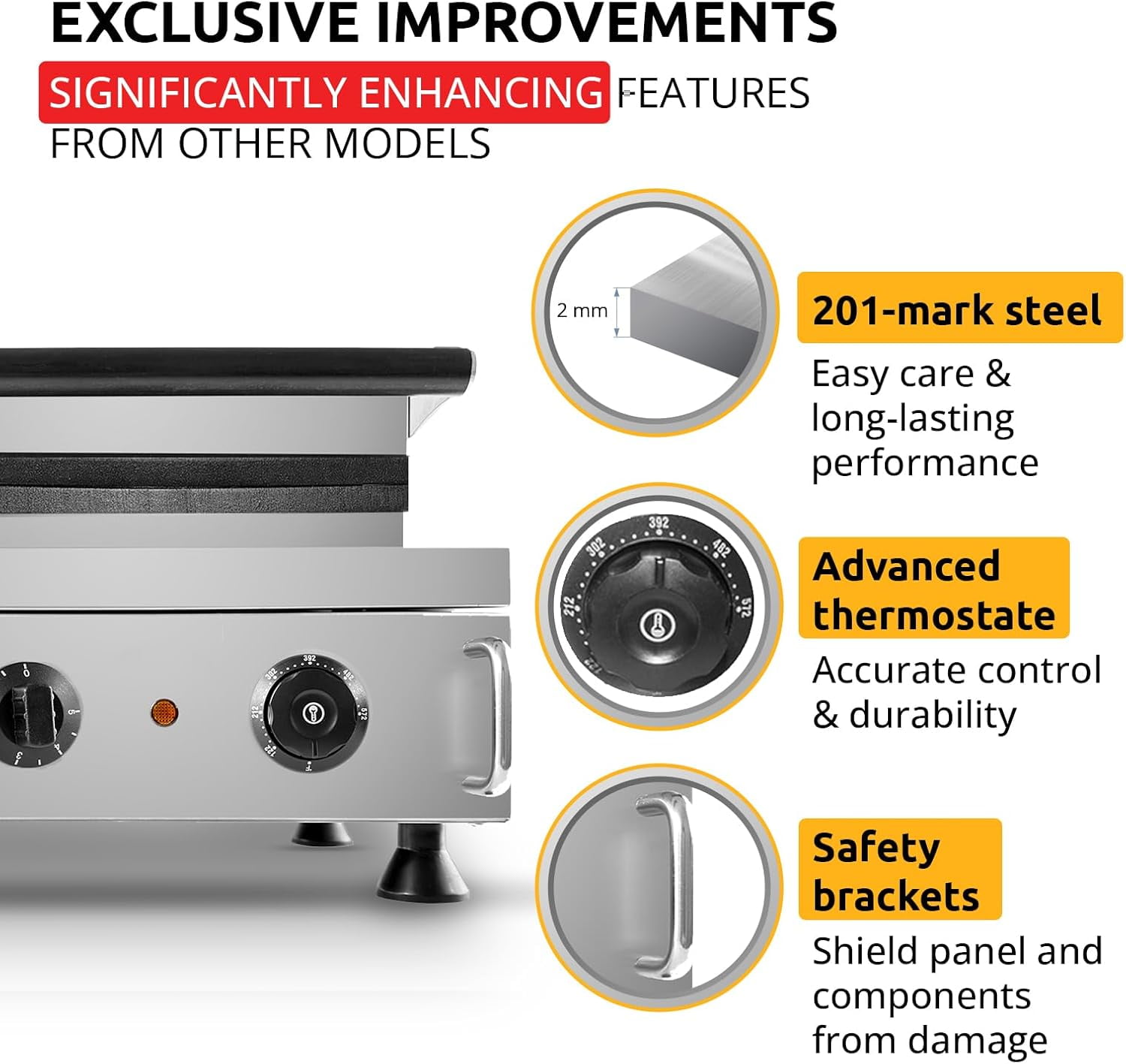 ALDKitchen Belgian Waffle Maker Thick | Press Type | Professional Use | Stainless Steel | Nonstick | 110V (6 Waffle on a Stick)