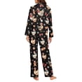 thumbnail image 4 of Garronmavis Christmas Rooster Chicken Women's 2-Piece Pajama Set Long Sleeve Button-Down Top & Pants Comfortable Night Sleepwear 2 Piece Set, Black, 4 of 7