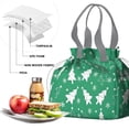 thumbnail image 4 of Green Christmas Tree Pattern Drawstring Lunch Bag Women - Drawstring Lunch Bag Insulated for Work Office - Stain-Resistant Large Lunchbags for Women with Multi-Pockets, 4 of 6