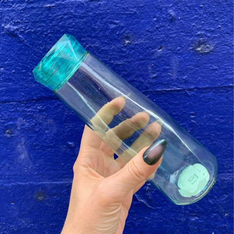 Aqua Blue Faceted Glass Diamond Water Bottle | 16 oz - Walmart.com