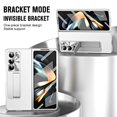 thumbnail image 3 of ELEHOLD For Samsung Galaxy Z Fold 7 Rugged Full Body Case,Premium Lychee Texture PU Leather Cover with Built-in Front Screen Protector Metal Foldable Kickstand Shockproof Phone Case , Silver, 3 of 7