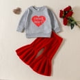 thumbnail image 2 of Utlike Girls Outfits Toddler Winter Long Sleeve Heart Prints Pullover Tops Flare-Leg Pants 2 Pcs Clothing Set Athletic Clothes For Kids Matching Sets Size 2 Years-3 Years, 2 of 8
