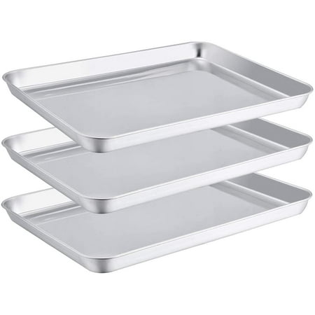 

BE Stainless Steel Compact Toaster Oven Pan Tray Ovenware Professional 8 x10.5 x1 Heavy Duty & Healthy Deep Edge Superior Mirror Finish Dishwasher Safe Metal Silver 3 Metal Silver 3
