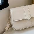 thumbnail image 3 of Bolso bandolera de piel sintética estilo retro a la moda, bolso de hombro para mujer, bolso de mano para debajo del brazo de color liso, color blanco cremoso, 3 of 5