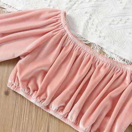 

TOWED22 Toddler Thanksgiving Outfit Girl Newborn Baby Girl Fall Clothes Sets Infant Girls Winter Outfits Ruffle Romper Floral Pants with Headband Pink