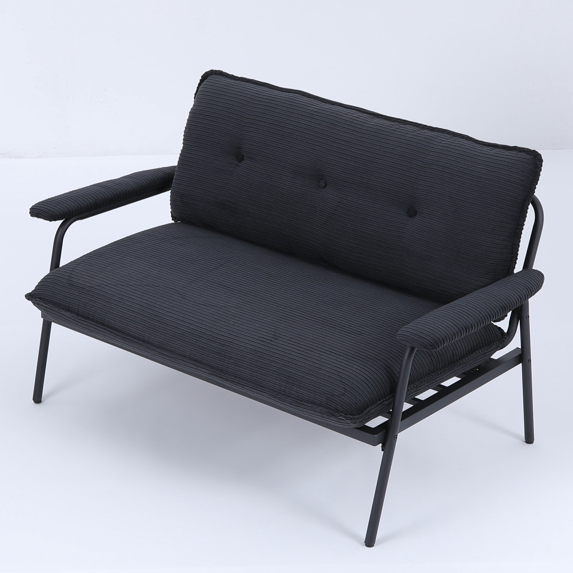 Gewnee 53'' Corduroy Loveseat Couch,Modern Soft Cushion Fabric Sofa with Metal Frame,2-Seater for Small Apartment.Black