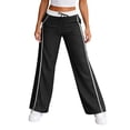 thumbnail image 6 of Women's Casual Wide Leg Pants Lightweight Drawstring Waist with Side Pockets Summer Comfy Slacks Black L, 6 of 6