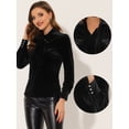 thumbnail image 2 of Blusa de Trabajo Allegra K Blusa de Terciopelo Retro de Manga Larga con Cuello de Corbata Negro XL, 2 of 4