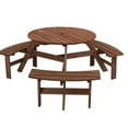 thumbnail image 2 of IVV 6 Person Wooden Picnic Table Set with Seats and Umbrella Hole, Outdoor Picnic Table with 3 Built-In Benches, for Outdoor, Patio, Garden, Poolside, Backyard, Brown, 2 of 8