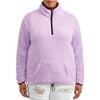 No Boundaries Juniors' Plus Size Quarter-Zip Pullover Sherpa Sweatshirt