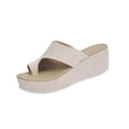 thumbnail image 2 of Dweltoz Womens Leather Wedges Sandals Ring Toe Slip-On Bunion Flip Flops Comfortable Flip Flops Sandals Summer Casual Light Weight Shoes,Beige 39, 2 of 9