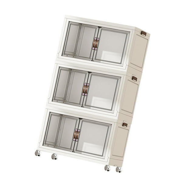 Gabinete de almacenamiento plegable Contenedores de almacenamiento apilables de moda con ruedas Contenedores de almacenamiento Cajas de almacenamiento 3 capas 65 cm