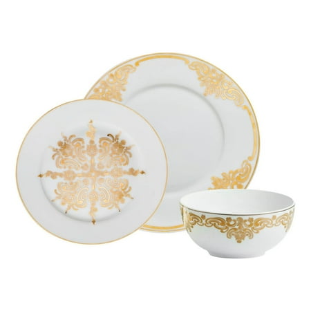 20th Century Baroque Bone China 12 Piece Dinnerware Set  Service for 4
