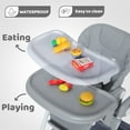 thumbnail image 6 of AILEEKISS Foldable Baby High Chair with Wheels, Adjustable Recline Toddler Eating Chair, Grey, 6 of 12