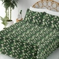 thumbnail image 3 of Chamomile Sheet Set, Garden Scene Daisies Sunny Weather Summer Season Love Blurred Effect, Fitted & Flat Sheet with Pillowcase Bedding Accent 4 Pcs Set, Queen, Forest Green Marigold, by Ambesonne, 3 of 5