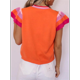 thumbnail image 5 of Suéter Ligero de Punto Holgado con Cuello Redondo Informal de Corta de Verano para Mujer. Color Naranja L, 5 of 7