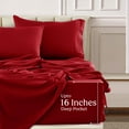 thumbnail image 6 of Lux Decor Collection King Bed Sheets - 16 Inch Deep Pocket 6 Piece Microfiber Bedding Sheets & Pillowcase Sets - Burgundy, 6 of 8