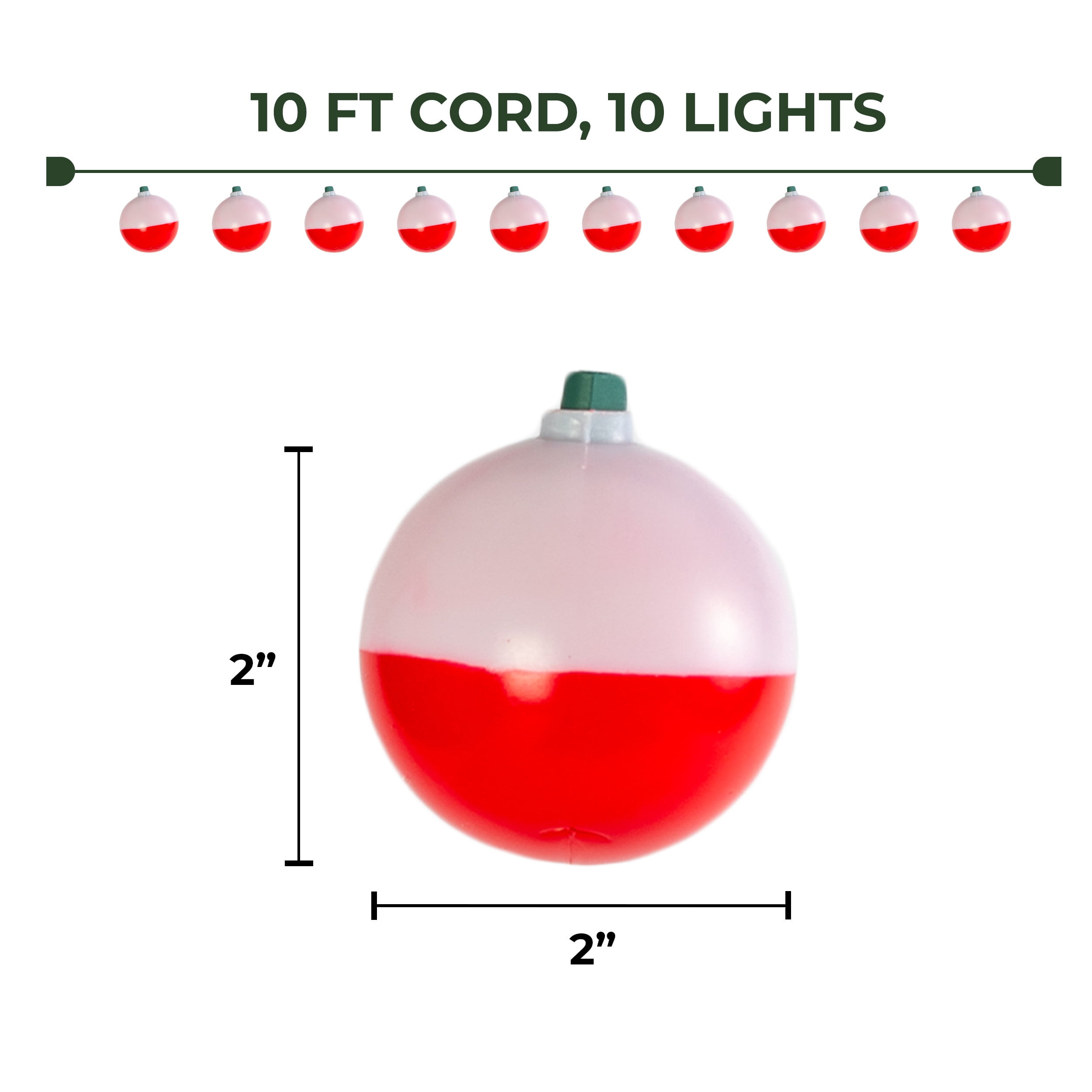 Rivers Edge Products Rivers Edge Products Decorative LED Party Lights for Indoor and Outdoor Use, Warm, Soft Lighting for Home Decor, 10 Bulbs, 10’ Long Cord, Includes 2 Replacement Bulbs, Bobber