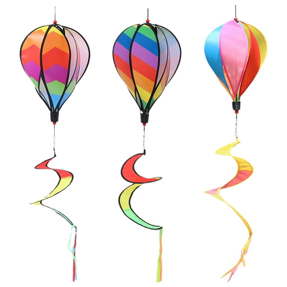 Pretyzoom 3Pcs Spiral Hot Air Balloon Windmill Ornaments for Garden Outdoor Wall Tree Hanging