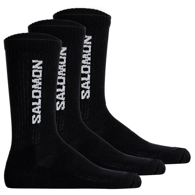 Salomon Calcetines unisex, lote de 3 - EVERYDAY CREW, tejido de rizo, zona de sujeción, logotipo Negro 36-38