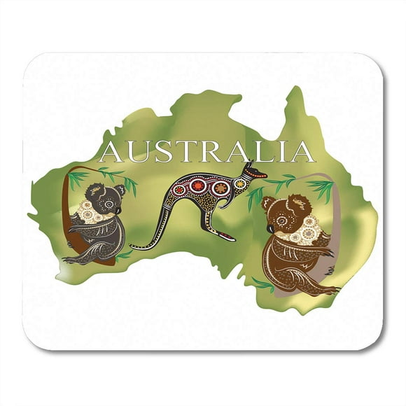 JSDART Carte de la Faune de l'Australie Koala Kangourou Australian Cartoon Flore Tapis de Souris Tapis de Souris Tapis de Souris 9x10 Pouces