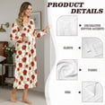thumbnail image 6 of SEANATIVE Women's Housecoat Soft Cozy Sleepshirt Button Front Nightshirt Long Sleeve Indoor Home Bedroom Dress Long Length Sleepwear, XL, Poinsettia Floral Snowflake Star, 6 of 7